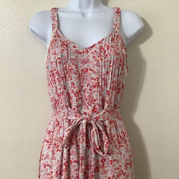 Red Floral Cottagecore Prairie Feminine Romantic Summer Spring Maxi Dress Small - Picture 2 of 8